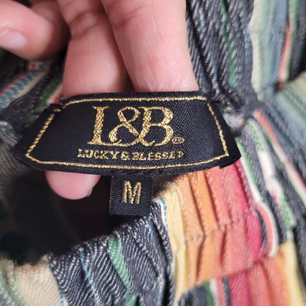 L&B Striped Boot-Cut Pants in Multicolor Vertical Bands - Picture 4 of 13